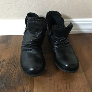 Black leather booties